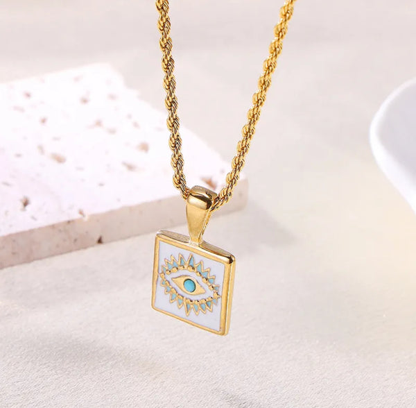 Evil eye pendant - Flamingo Frock